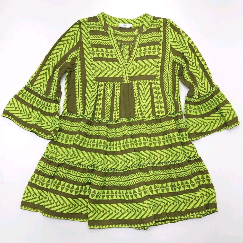 Devotion Twins Embroidered Ella Tunic Dress‎ Lime/Olive Size Medium